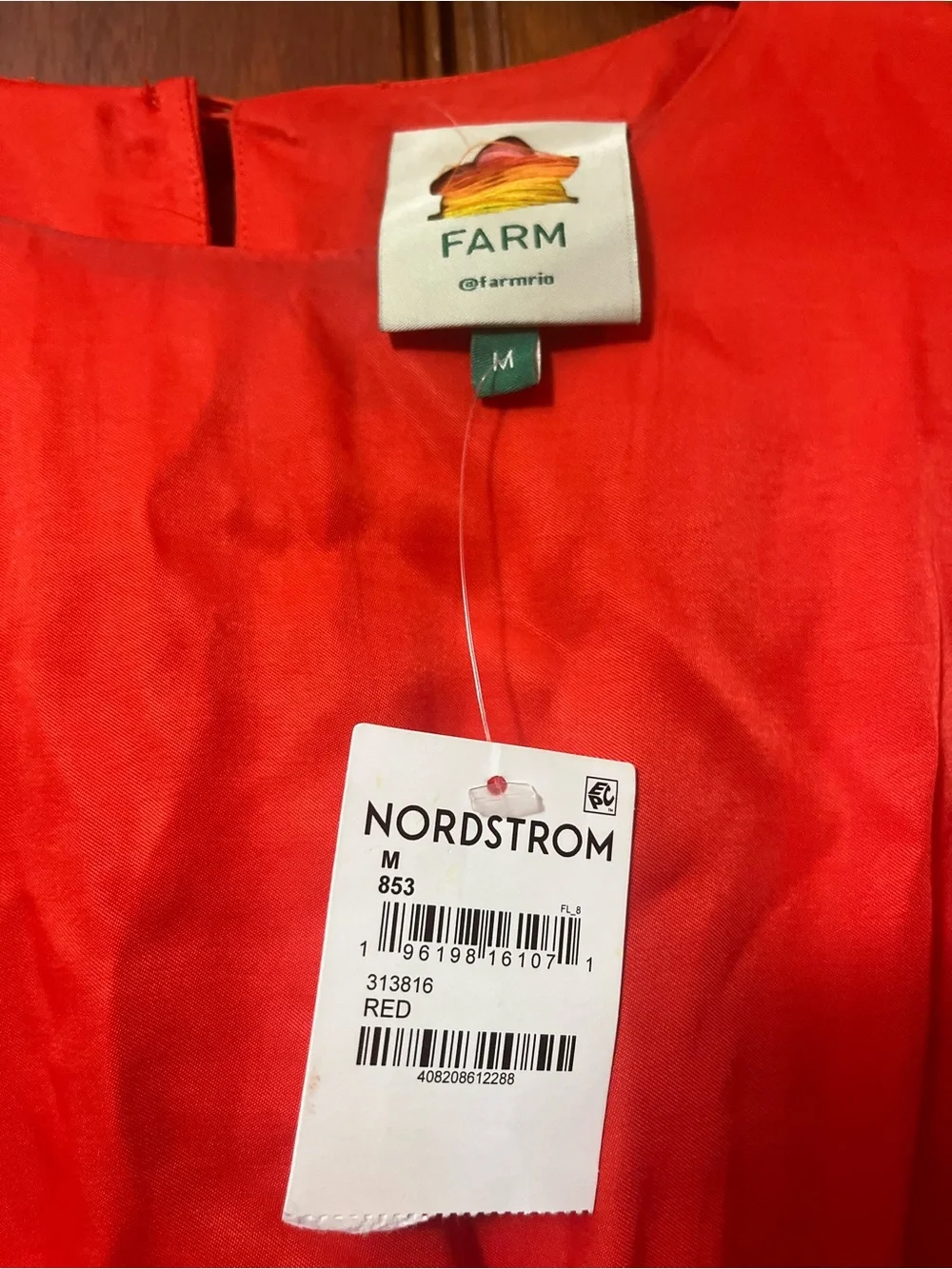 Farm Rio red maxi cut-out dress